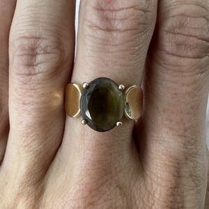 Vtg CID Clyde Duneier 10K Solid Yellow Gold Smokey Quartz Cocktail Ring sz 7.75